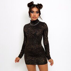 Glitter Bodycon Leopard Dress